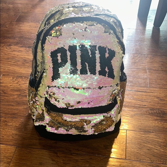 Victoria's Secret Pink Gold Black Iridescent Flip Sequin Bling